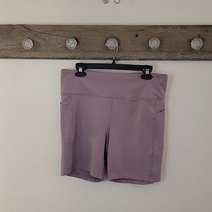 Marika Lavender High-Waist Bike Shorts with Side Pockets SZ XXL